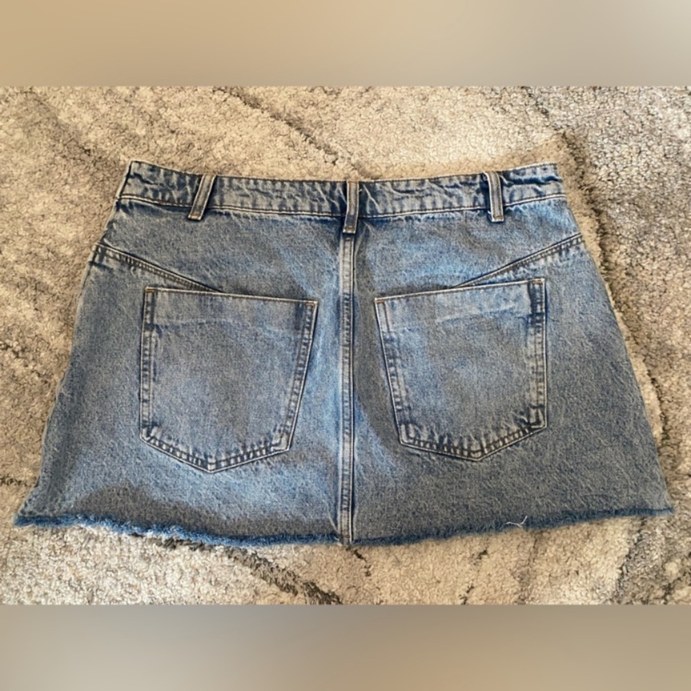 Zara Denim Mini Skirt with Lace Up Detail Size L 🔥 - Picture 6 of 8